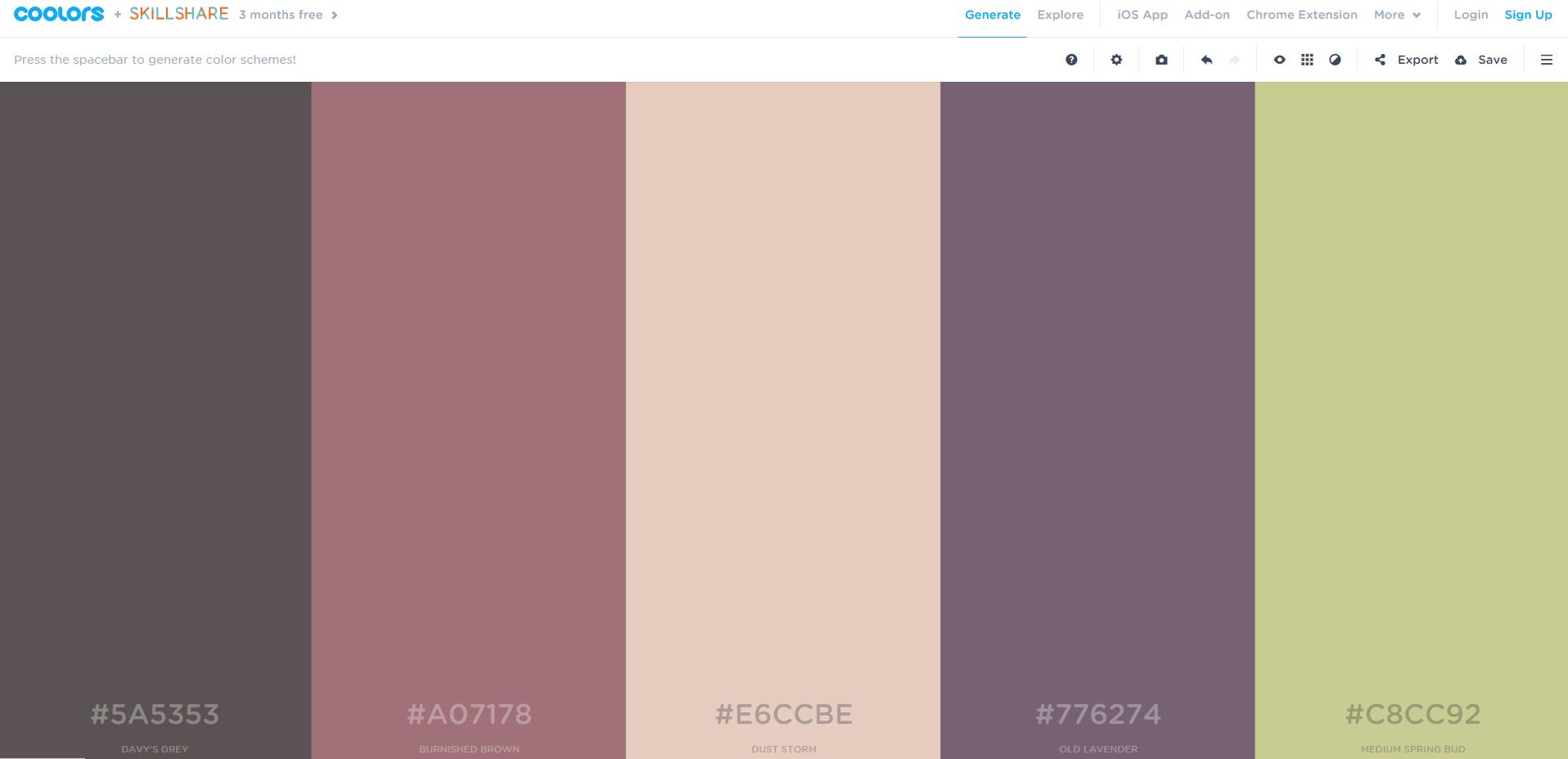 Coolors Snippet Colour Palette